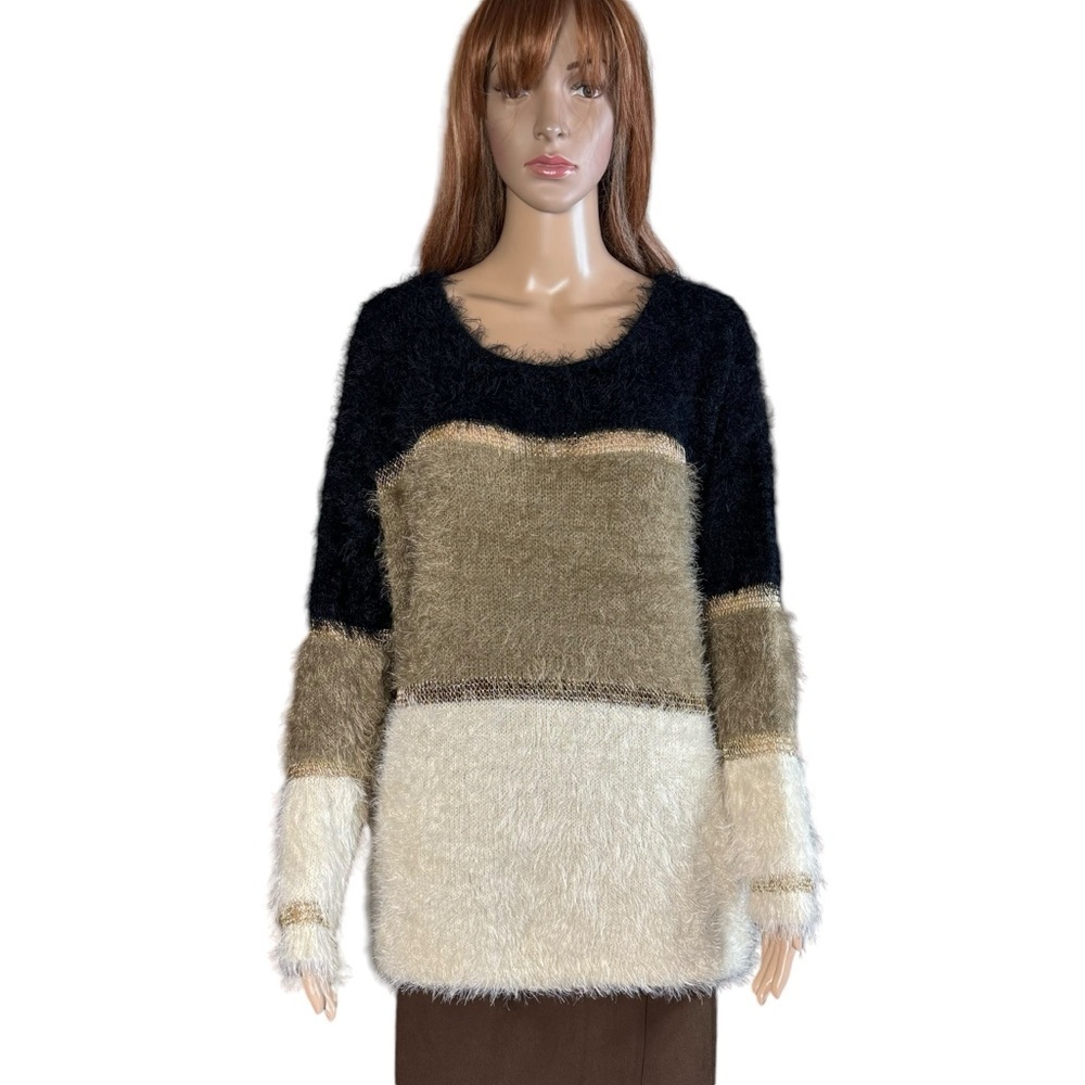 NWT New Alberto Makali Fuzzy Soft Colorblock Sweater Size L